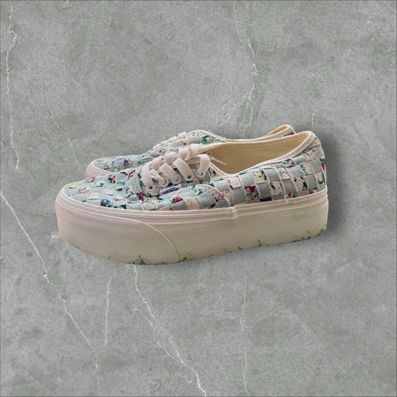 Vans Stackform Woven Floral & Denim Sneakers EUC Size Womens 8.5 Mens 7 - Picture 1 of 8